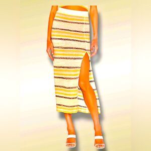 Women’s high waisted midi skirt | stripe knit skirt | Easter skirt | NWT size S.